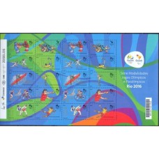 SB3465MF-FOLHA MODALIDADES JOGOS OLÍMPICOS E PARALÍMPICOS RIO 2016 II - 2015 - MINT