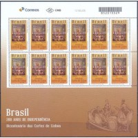 SB4002MF-MINIFOLHA 12 SELOS 200 ANOS DE INDEPENDÊNCIA - 200 ANOS DO BRASIL NAS CORTES DE LISBOA - 2021 - MINT