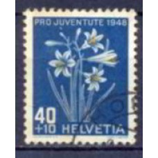 SUI0470U-SELO PRÓ JUVENTUDE - FLORES, 40C - SUÍÇA - 1948 - U