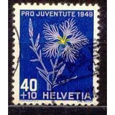 SUI0496U-SELO PRÓ JUVENTUDE - FLORES, 40C - SUÍÇA - 1949 - U