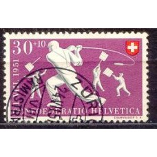 SUI0510U-SELO FESTA NACIONAL, 30C - SUÍÇA - 1951 - U