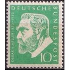 ALF0085N-SELO CENTENÁRIO DA MORTE DO FUNDADOR DO MUSEU NACIONAL - OSKAR VON MILLER - ALEMANHA FEDERAL - 1955 - N