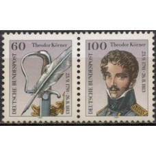 ALF1391MS-SE-TENANT BICENTENÁRIO DE NASCIMENTO DO POETA THEODOR KORNER - ALEMANHA FEDERAL - 1991 - MINT