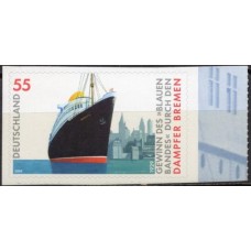 ALF2238M-SELO 75º ANIVERSÁRIO DA OBTENÇÃO DA FITA AZUL PARA O NAVIO BREMEN - AUTOADESIVO - ALEMANHA - 2004 - MINT