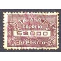 DE0015U.01-SELO DEPÓSITO CIFRA FORMATO MENOR, FILIGRANA 'D', DENTEAÇÃO 11X11,5, 5$000 - 1920/31 - U - COM CERTIFICADO PETER MEYER