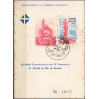 FO0015A.07-FOLHINHA OFICIAL 4º CENTENÁRIO DO RIO DE JANEIRO - 1965 - "FORMASA" NO VERSO - COM O SELO C-522 - CPD SÃO PAULO - COM FERRUGEM