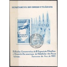 FO0022.09-FOLHINHA OFICIAL 3ª EXPOSIÇÃO FILATÉLICA E 1º ENCONTRO PANAMERICANO DE FILATELISTAS DAS FORÇAS ARMADAS - 1965 - CPD SÃO PAULO - MÍNIMA FERRUGEM