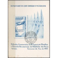 FO0022.10-FOLHINHA OFICIAL 3ª EXPOSIÇÃO FILATÉLICA E 1º ENCONTRO PANAMERICANO DE FILATELISTAS DAS FORÇAS ARMADAS - 1965 - CPD SÃO PAULO - COM FERRUGEM