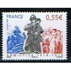 FRA4322M-SELO 90º ANIVERSÁRIO DA ASSINATURA DO ARMISTÍCIO 1914/18 - FRANÇA - 2008 - MINT