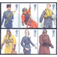 GRB3046MS-SÉRIE SE-TENANTS UNIFORMES MILITARES DE ONTEM E DE HOJE II - REAL FORÇA AÉREA - GRÃ-BRETANHA - 2008 - MINT