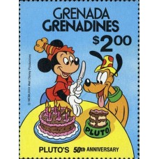 GRS0378M-SELO 50º ANIVERSÁRIO DO PLUTO - GRANADINAS - 1981 - MINT