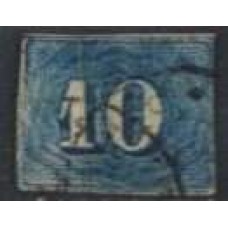 IM0019U.14-SELO COLORIDO 10 RÉIS - 1854 - U