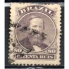 IM0026U.06-SELO DOM PEDRO II DENTEADO, 80 RÉIS VIOLETA NEGRO - 1866 - U