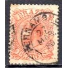 IM0052U.01-SELO DOM PEDRO II CABEÇA GRANDE, 10 RÉIS LARANJA - 1885 - U