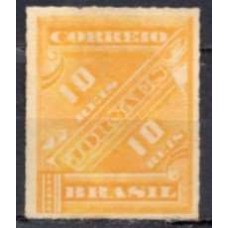 JO0001N.01-SELO JORNAIS CIFRAS OBLÍQUAS, 10 RÉIS - 1889 - N
