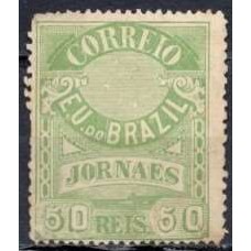 JO0024NB.01-SELO JORNAIS CRUZEIRO DO SUL DENTEAÇÃO 11-1,5X13-14, 50 RÉIS - 1890 - N