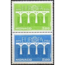 MNC1419NS-SE-TENANT SÉRIE EUROPA, 2ª POSIÇÃO (DO BLOCO) - MÔNACO - 1984 - N