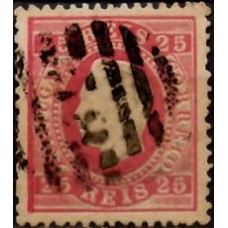POR0040UA.02-SELO LUÍS 1º, 25R DENTEAÇÃO 12 1/2 - PORTUGAL - 1870/80 - U