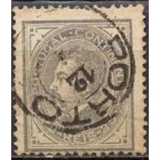 POR0052UA.01-SELO LUÍS 1º, 25R VIOLETA ACIZENTADO DENTEAÇÃO 12 1/2 - PORTUGAL - 1880/81 - U