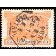 POR0186U-SELO VASCO DA GAMA COM SOBRECARGA REPÚBLICA, 20R - PORTUGAL - 1911 - U