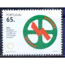 POR1872N-SELO PRESIDÊNCIA PORTUGUESA DO CONSELHO DE MINISTROS DAS COMUNIDADES EUROPEIAS - PORTUGAL - 1992 - N
