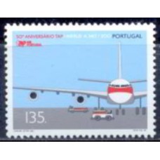 POR2086N-SELO CINQUENTENÁRIO DA CIA AÉREA TAP - PORTUGAL - 1995 - N