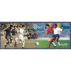 POR2820M-SELO 50 ANOS DA UEFA - UNIÃO EUROPEIA DE FUTEBOL (DO BLOCO) - PORTUGAL - 2004 - MINT