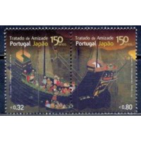 POR3563MS-SE-TENANT 150º ANIVERSÁRIO DO TRATADO DE AMIZADE COM O JAPÃO - PORTUGAL - 2010 - MINT