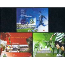 PORB239M-SÉRIE 3 BLOCOS CENTENÁRIO CLUBES DE FUTEBOL - PORTUGAL - 2005 - MINT