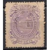 RE0073U.02-SELO CRUZEIRO, 200 RÉIS DENTEAÇÃO 13-14 - 1890 - U RE0073U.02-SELO CRUZEIRO, 200 RÉIS DENTEAÇÃO 13-14 - 1890 - U