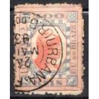 RE0079U.01-SELO TINTUREIRO, 100 RÉIS AZUL E VERMELHO - 1891 - U RE0079U.01-SELO TINTUREIRO, 100 RÉIS AZUL E VERMELHO - 1891 - U