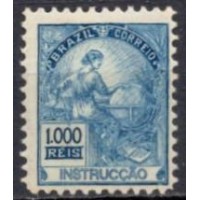RE0170N-SELO ALEGORAS REPUBLICANAS E INSTRUÇÃO DENTEAÇÃO 11-11,5, 1.000 RÉIS - 1918/19 - N