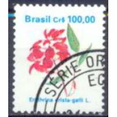 RE0682U-SELO FLORA BRASILEIRA PADRÃO CRUZEIRO, 100,00 PAPEL BRILHANTE - 1990 - U