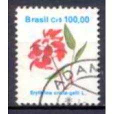 RE0682UA-SELO FLORA BRASILEIRA PADRÃO CRUZEIRO, 100,00 PAPEL FOSCO FOSFORESCÊNCIA AMARELA A BRANCA - 1990 - U