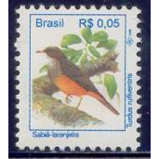 RE0712M-SELO PÁSSAROS URBANOS - PADRÃO REAL, SABIÁ-LARANJEIRA - 1994 - MINT