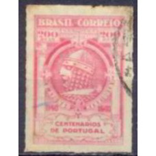 SB0160U-SELO CENTENÁRIOS DE PORTUGAL FILIGRANA 'N', 200 RÉIS - 1940/41 - U