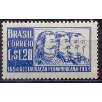 SB0333M-SELO TRICENTENÁRIO DA RESTAURAÇÃO PERNAMBUCANA - 1954 - MINT