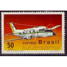 SB0656N-SELO ANO DA INDÚSTRIA AERONÁUTICA - AVIÃO BANDEIRANTE DA EMBRAER - 1969 - N
