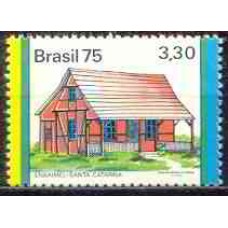 SB0886N-SELO HABITAÇÕES NO BRASIL - O HOMEM E O MEIO, CASA FAIXA AMARELA À ESQUERDA - 1975 - N
