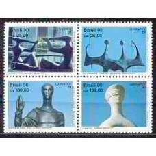 SB1702NQ-QUADRA EXPOSIÇÃO FILATÉLICA LUBRAPEX 90 - ESCULTURAS DE ALFREDO CESCHIATTI (DO BLOCO) - 1990 - N