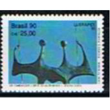 SB1703N-SELO EXPOSIÇÃO FILATÉLICA LUBRAPEX 90 - ESCULTURAS DE ALFREDO CESCHIATTI, OS CANDANGOS (DO BLOCO) - 1990 - N