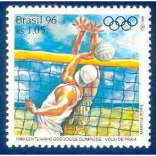 SB1998M-SELO CENTENÁRIO DA 1ª OLIMPÍADA DA ERA MODERNA E XXVI OLIMPÍADA DE ATLANTA, VÔLEI DE PRAIA - 1996 - MINT