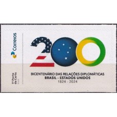 SI0022M-SELO INSTITUCIONAL BICENTENÁRIO DAS RELAÇÕES DIPLOMÁTICAS ENTRE O BRASIL E OS ESTADOS UNIDOS DA AMÉRICA - 2024 - MINT