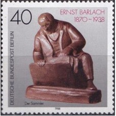 ABE0784N-SELO CINQUENTENÁRIO DA MORTE DO ESCULTOR ERNST BARLACH - ALEMANHA BERLIN - 1988 - N