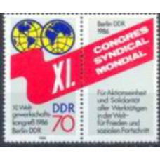 ALO2669NV-SELO 11º CONGRESSO SINDICAL MUNDIAL - COM VINHETA - ALEMANHA ORIENTAL - 1986 - N