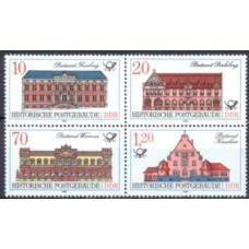 ALO2687NQ-QUADRA EDIFÍCIOS HISTÓRICOS DOS CORREIOS - ALEMANHA ORIENTAL - 1987 - N