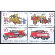 ALO2722NQ-QUADRA LUTA CONTRA OS INCÊNDIOS - VEÍCULOS DE BOMBEIROS - ALEMANHA ORIENTAL - 1987 - N