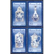 ALO2846N-SÉRIE 250º ANIVERSÁRIO DAS PORCELANAS DE MEISSEN - SELOS 25X43MM - ALEMANHA ORIENTAL - 1989 - N
