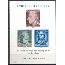 ALOB006N-BLOCO 150º ANIVERSÁRIO DA MORTE DE SCHILLER - ALEMANHA ORIENTAL - 1955 - N