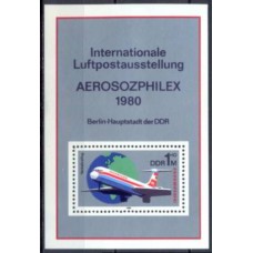 ALOB057N-BLOCO EXPOSIÇÃO AEROFILATÉLICA AEROSOZPHILEX - ALEMANHA ORIENTAL - 1980 - N